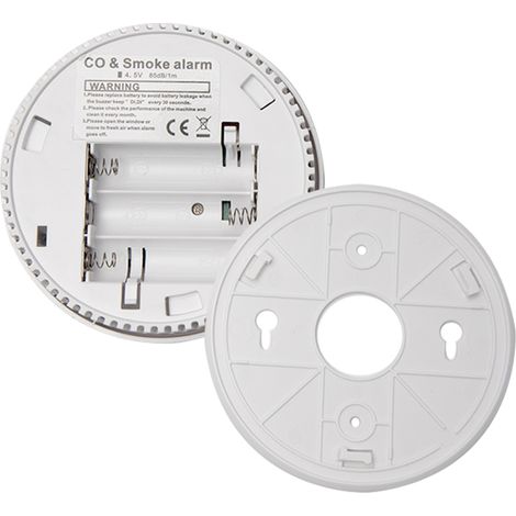Lot de 2 détecteurs intelligents fumée CO double capteur haute stabilité alarme sonore lumineuse auto-réinitialisation écran LCD avertissement batterie faible 10,7x3,8 cm (1/3)