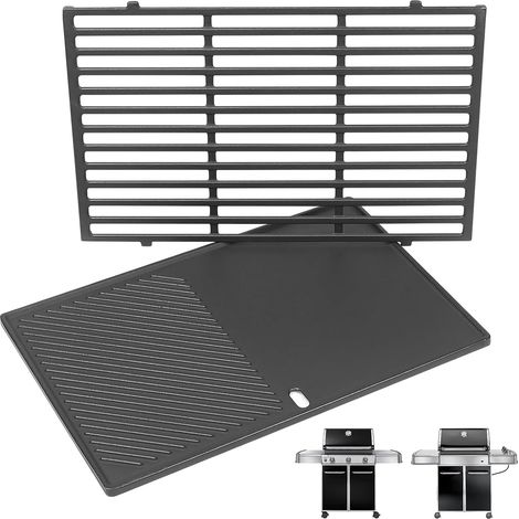 49,5 cm Grillplatte und Grillrost aus Gusseisen für Weber Genesis E-310/320/330, S-310/320/330, EP-310/320/330, CEP-310/320/330 Gasgrills (2007-2016), Ersatzteil für Weber (1/5)