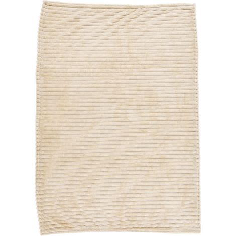 Flanell-Wohndecke, flauschig, leicht, atmungsaktiv, hochwertige Verarbeitung, stilvoll, schlicht, weich, beige (1/5)