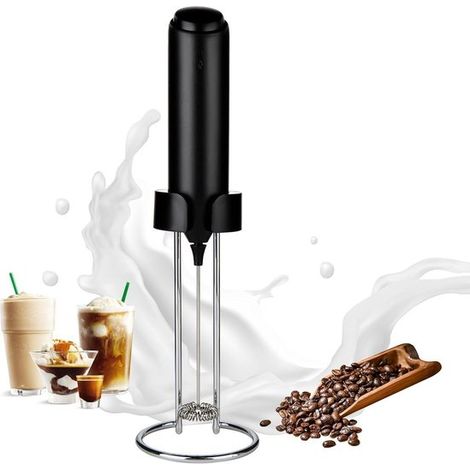 Mousseur à lait électrique portable rechargeable - Socle de chargement USB-C - Fouet puissant pour lattes, cafés, chocolats chauds et frappés