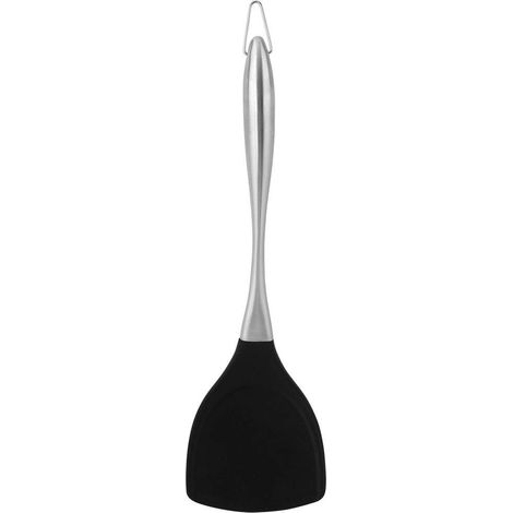 Spatule silicone poignée acier inoxydable – cuisson poêle – gadget cuisine maison