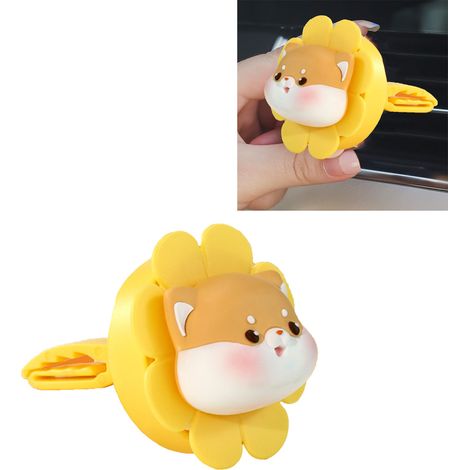 Diffuseur de parfum pour grille d'aération de voiture, motif floral mignon, avec clip de fixation et design intérieur Shiba Inu (1/5)
