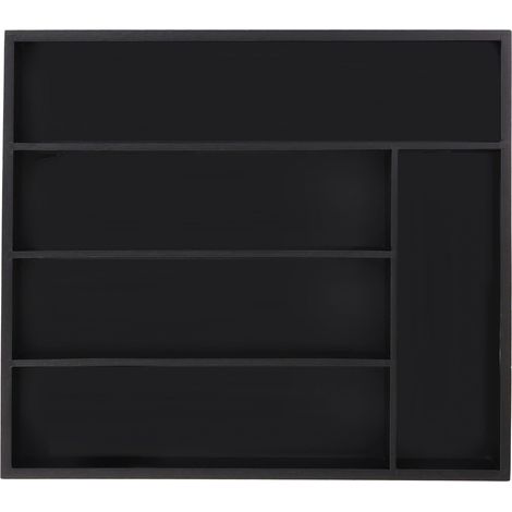 Range-couverts pour tiroirs, 5 compartiments, H x L x P : env. 5 x 34 x 30 cm, séparateur, bambou, noir (1/5)