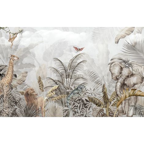 Papier peint panoramique - Jungle Animaux - 130 cm x 81 cm (1/2)
