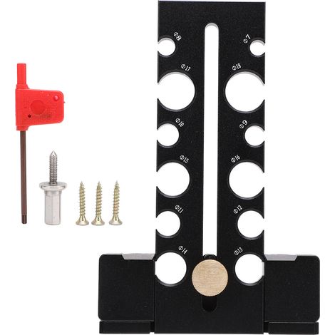 Kit per la realizzazione di tasselli, piastra di taglio in legno regolabile, 12 fori, lega di alluminio, trapano elettrico, fresa, barra tonda, utensile ausiliario (1/5)