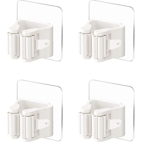 4 Pcs PorteBalai Mural Autoadhésif Porte Vadrouille Accroche Balai Mural sans Perçage Pince à Balai Supports de Balai de Vadrouille Blanche Accroche (1/5)
