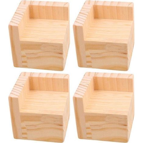 Rehausseurs de pieds de meubles - Lot de 4 - Rehausseurs de pieds de meubles - Rehausseurs de lit - Bois - Forme en L - (1/4)