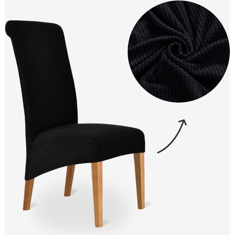 Housse de chaise haute tricotée – Housse de chaise de salle à manger – Housse de canapé – Housses pour chaises de salle à manger – Protections de chaise – Housses de chaise extensibles – Noir (1/5)