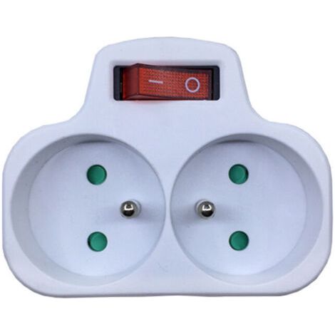 Prises Électriques avec Interrupteur, Multiprise 2 en 1 Electrique Murale Fiche, Prise Murale Electrique Idéal pour Chambre Bureau Domicile, 16A, 230V, Blanc (1/5)