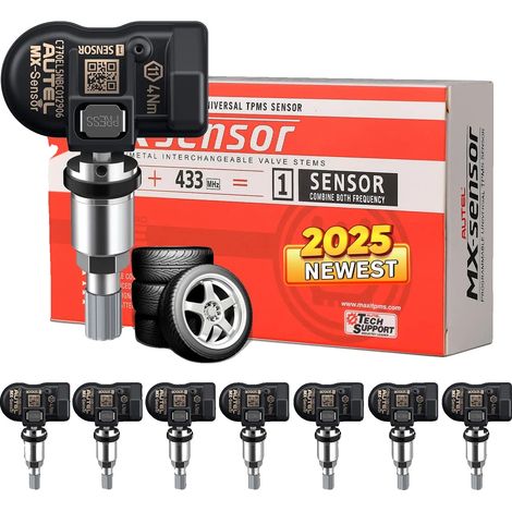 Sensor TPMS, doble frecuencia 315MHz y 433MHz, programable y clonable, 8 unidades de sensor de aluminio. (1/2)