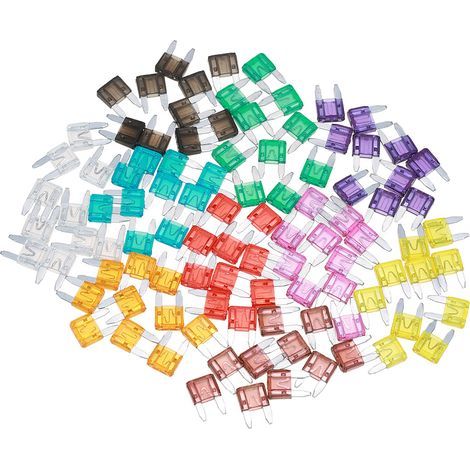 Assortimento di 100 mini fusibili a lama per auto e camion: 40A, 3A, 5A, 7.5A, 10A, 15A, 20A, 25A, 30A e 35A. (1/5)