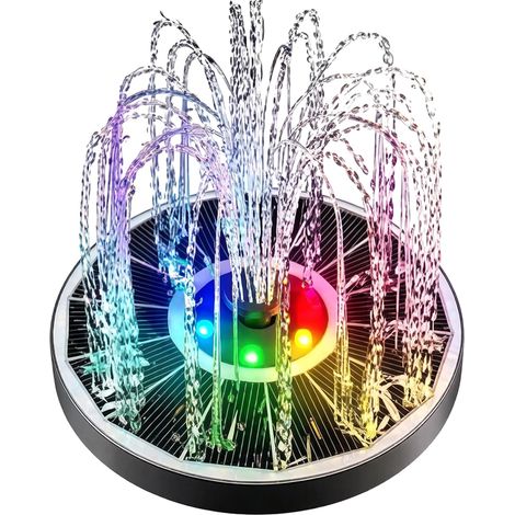 Fontana solare con luci LED colorate, fontana solare da 40 cm per abbeveratoio per uccelli, decorazione da giardino esterno, fontane galleggianti RGB con 6 ugelli a getto d'acqua, per uccelli (1/5)