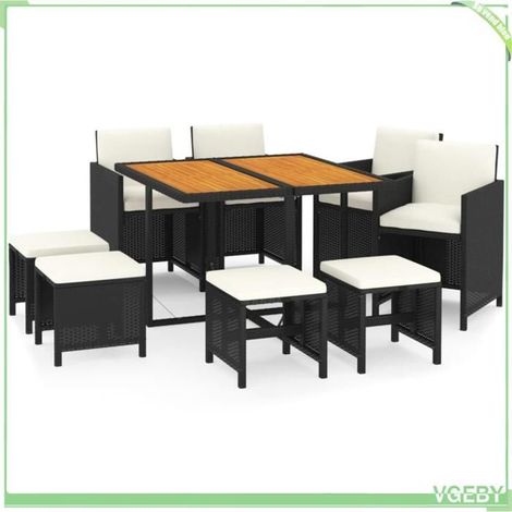 Ensemble de salle à manger de jardin - FAFEICY - 3095522 - Résine tressée - Noir - 9 pièces (1/5)