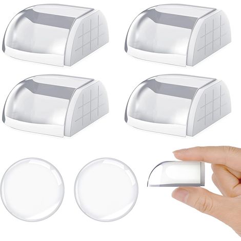Topes de puerta adhesivos transparentes, 4 unidades, topes y protectores de puerta transparentes, topes adhesivos, topes de puerta para suelos y puertas. (1/5)