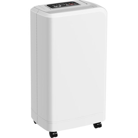 Déshumidificateur portable tactile 12 L avec tuyau de drainage, minuterie et filtre, en ABS, 28 x 18 x 50,6 cm, blanc