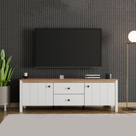 Fernsehschrank Zavatt, eine Schublade, ein Regal, 2 Türen, 163x40x53h cm, mattweiß (1/5)