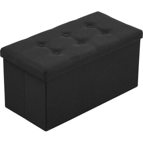 Repose-pieds pliable avec rangement noir 76x38x38 cm (1/4)