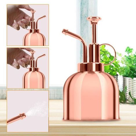 Arrosoir en métal de 300 ml, arrosoir en laiton de style vintage, arroseur pour plantes d'intérieur et d'extérieur (or rose) (1/4)