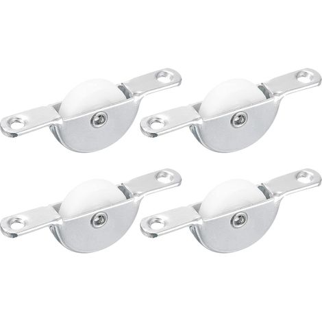 (25 mm) 4 Stück, Schiebetürrollen für Möbel, Fliegengittertüren, Kleiderschränke, Schränke, weiß-silberfarben (1/5)