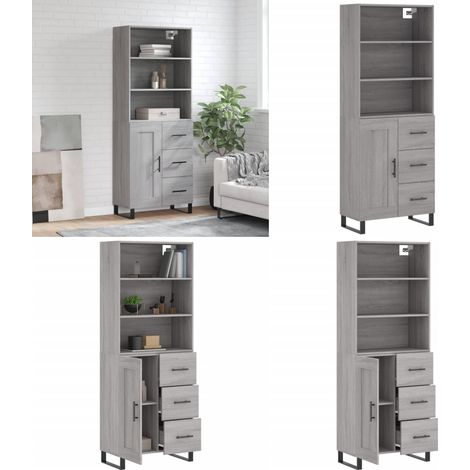 Highboard Grau Sonoma 69,5x34x180 cm Holzwerkstoff - Holzwerkstoff - Schrank (1/5)