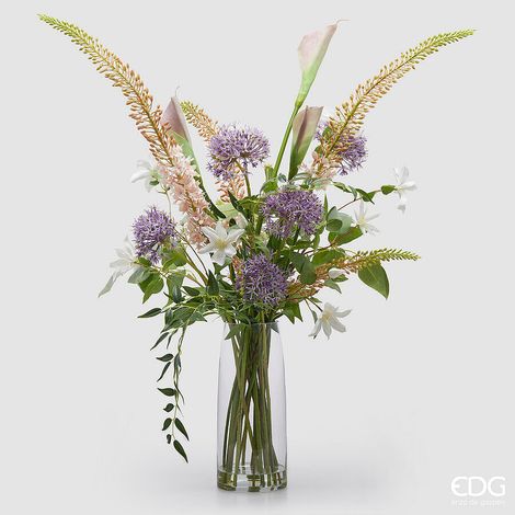 EDG Enzo De Gasperi Composizione Orchidea Phalaenopsis Artificiale H 114 Cm con Foglie e Vaso White Violet (1/3)