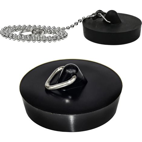 Set mit 2 Gummi-Abflussstopfen, Küchenspülenstopfen, Abflussstopfen für Badewanne, Küche, Badezimmer (45–47 mm, Schwarz) (1/5)
