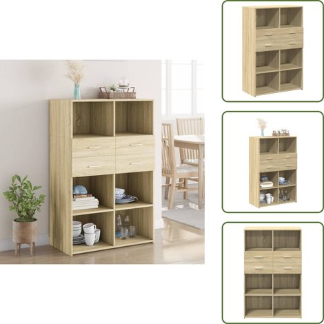 Highboard Sonoma-Eiche 80x42,5x124 cm Holzwerkstoff - Sideboard - Hochschrank - Wohnraumgestaltung - Eiche Dekor - Holzwerkstoff (1/5)