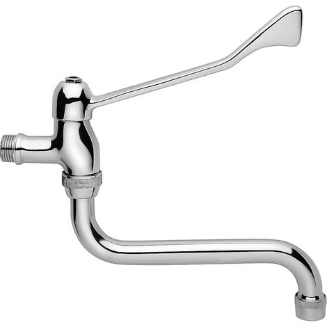 Rubinetto a muro con canna girevole in ottone cromato con leva clinica linea Cigno (1/2)