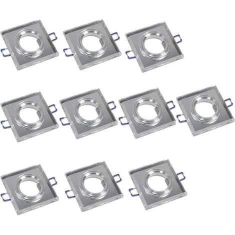 Kit 10 portafaretti a incasso quadrato in vetro effetto specchio porta faretto per controsoffittatura illuminazione luce foro 60 mm (1/5)