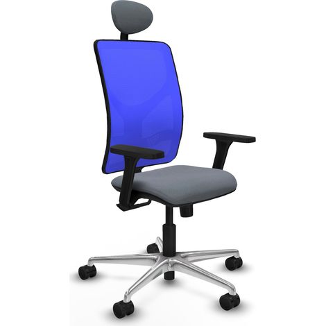 Chaise de bureau piqueras y crespo Motilla bleu maille aluminium (1/2)