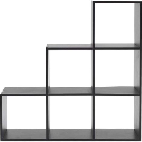 Rebecca Mobili Libreria A Terra Scaffale Nero 6 Vani Mdf 97,5x97,5x29 (1/5)