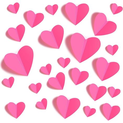 60 stickers muraux 3D en forme de cœur, décoration murale romantique pour la Saint-Valentin, stickers en PVC imperméables et amovibles pour mariage, anniversaire, chambre, salon (rose) (1/5)