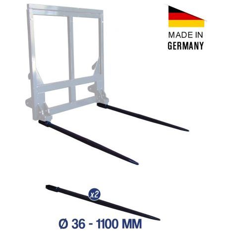 FORCHE PER BALLE PUNTE PER ROTOBALLE FIENO PAGLIA VARIE MISURE + BUSSOLE 37884V Ø36X1100 GERMANY 29980/1