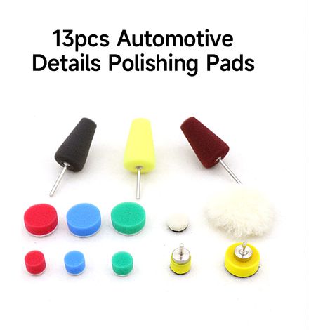 【Autopolierset】13-teiliges Polierpad-Set aus Schwammwolle + Klemmstange für Detail- und Endbearbeitung (1/4)