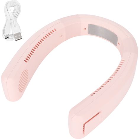 Ventilateur de cou rechargeable USB, 80 trous, 4000-5500 tr/min, ventilateur portable rose pour extérieur et maison. (1/5)