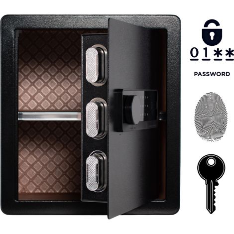 Cassaforte domestica blindata con impronta digitale biometrica, 40x36x30 cm, nera. (1/5)