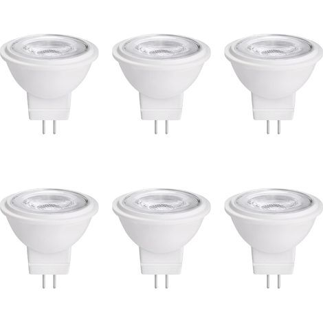Ampoule LED MR11 GU4.0 à double broche, 3 W, 12 V AC/DC, spot LED basse tension, lumière blanc chaud 2700 K-3000 K, lot de 6 (1/5)