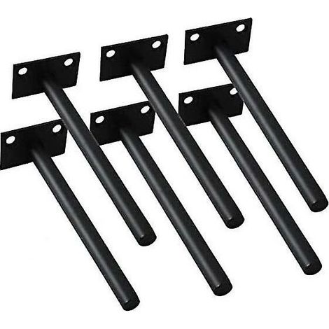 Floating Shelf Brackets Heavy Duty Blind Support Brackets 6 Hidden Brackets for Wooden Floating Shelves (Black - 6 Pieces)