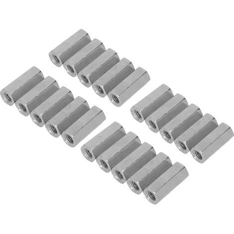 Connecteurs de tige filetée en acier inoxydable, écrou d'accouplement hexagonal M6x1 L25mm pour boulons, goujons, vis mécaniques, 20 pièces (1/5)
