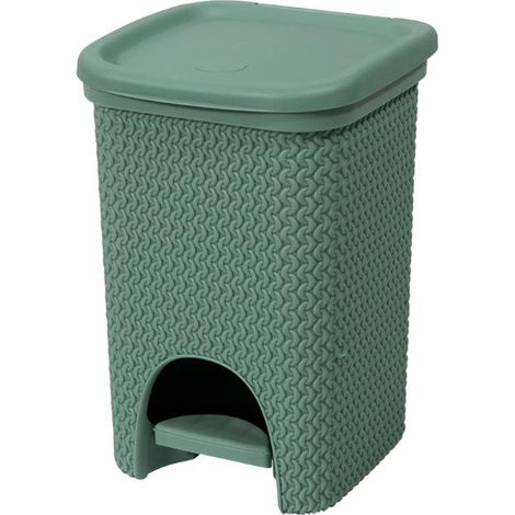 Pattumiera Bidone con Pedale Intreccio Verde Antico 18 Litri (1/2)