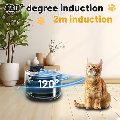 Fontaine à Eau pour Chat sans Fil, Fontaine Automatique 3L, Détecteur de Mouvement, Batterie 3000mAh, 7 Filtres Charbon Actif, Abreuvoir Chien Chat, Silencieux, sans BPA, Pompe Anti‑Sec, Filtration 5