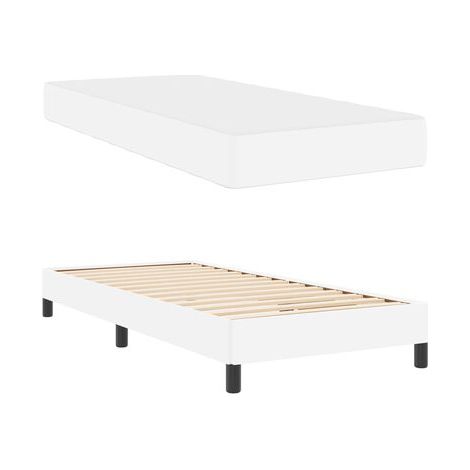 Cadre de lit matelas, blanc pur, 80 × 200 cm, tissu, tissu doux et respirant, pour chambre, décor moderne, facile à assembler (1/5)