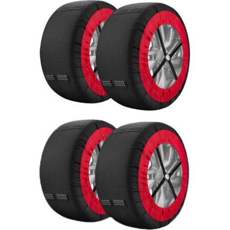 Lot de 4 manchons de traction pour pneus S – Textile ultra-silencieux – Installation facile – Adhérence optimale sur routes enneigées