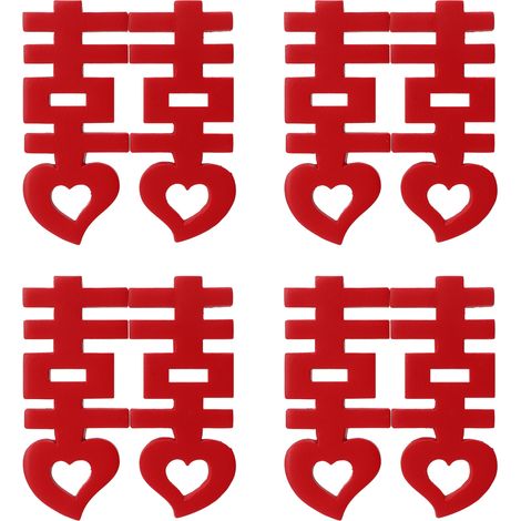 8 Pièces Aimants Réfrigérateur Rouges Style Chinois Mariage Disposition Rétro Festive Chanceuse Résine 3D (1/5)