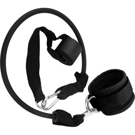 Ensemble de sangles de cheville à double anneau en D en métal pour le fitness, idéal pour les exercices des jambes, des fessiers et du tronc (noir) (1/5)