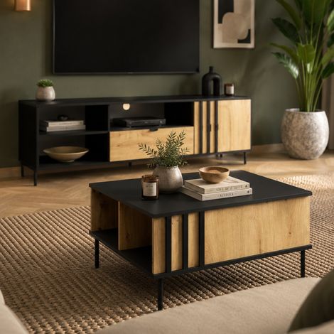 Table basse moderne noir et bois IRINA (1/4)