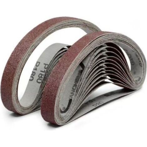 [NEVER USED] Pack of 20 abrasive belts, 15mm x 452mm, 60 grit, aluminum oxide - For woodworking, metal polishing, knife sharpening