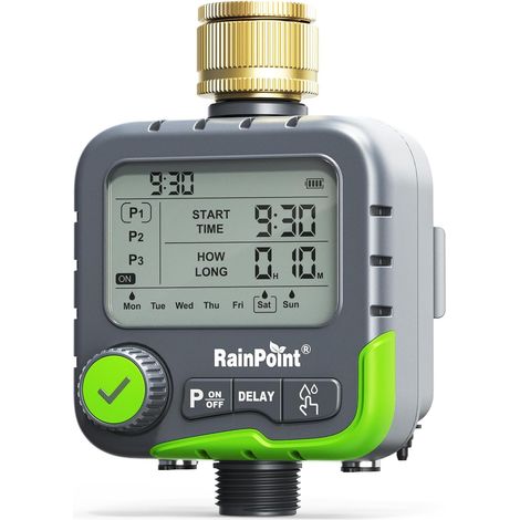 Ordinateur d'irrigation avec 3 Plans d'arrosage indépendants, Utilisation Facile, Double connecteurs pour capteur de Pluie et Panneau Solaire, Fonction retardateur de Pluie, étanche IP65 (1/5)