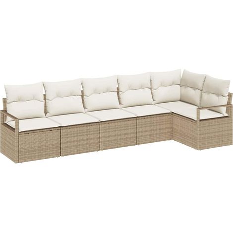 Maison Exclusive - Sofa Set mit Kissen 6 pcs Beige Poly Rattan