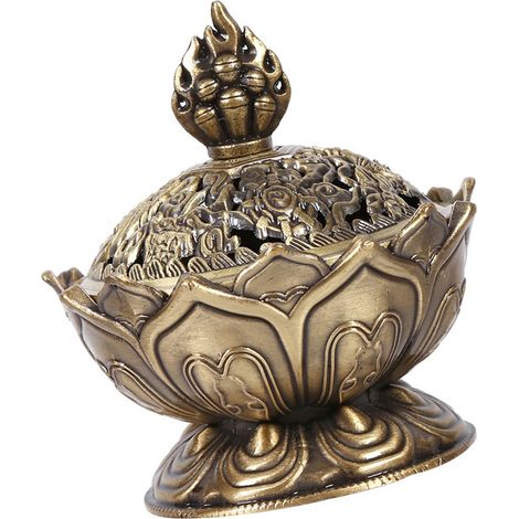 Brûleur d'encens vintage à reflux, porte-cônes, décoration intérieure (bronze) (1/5)